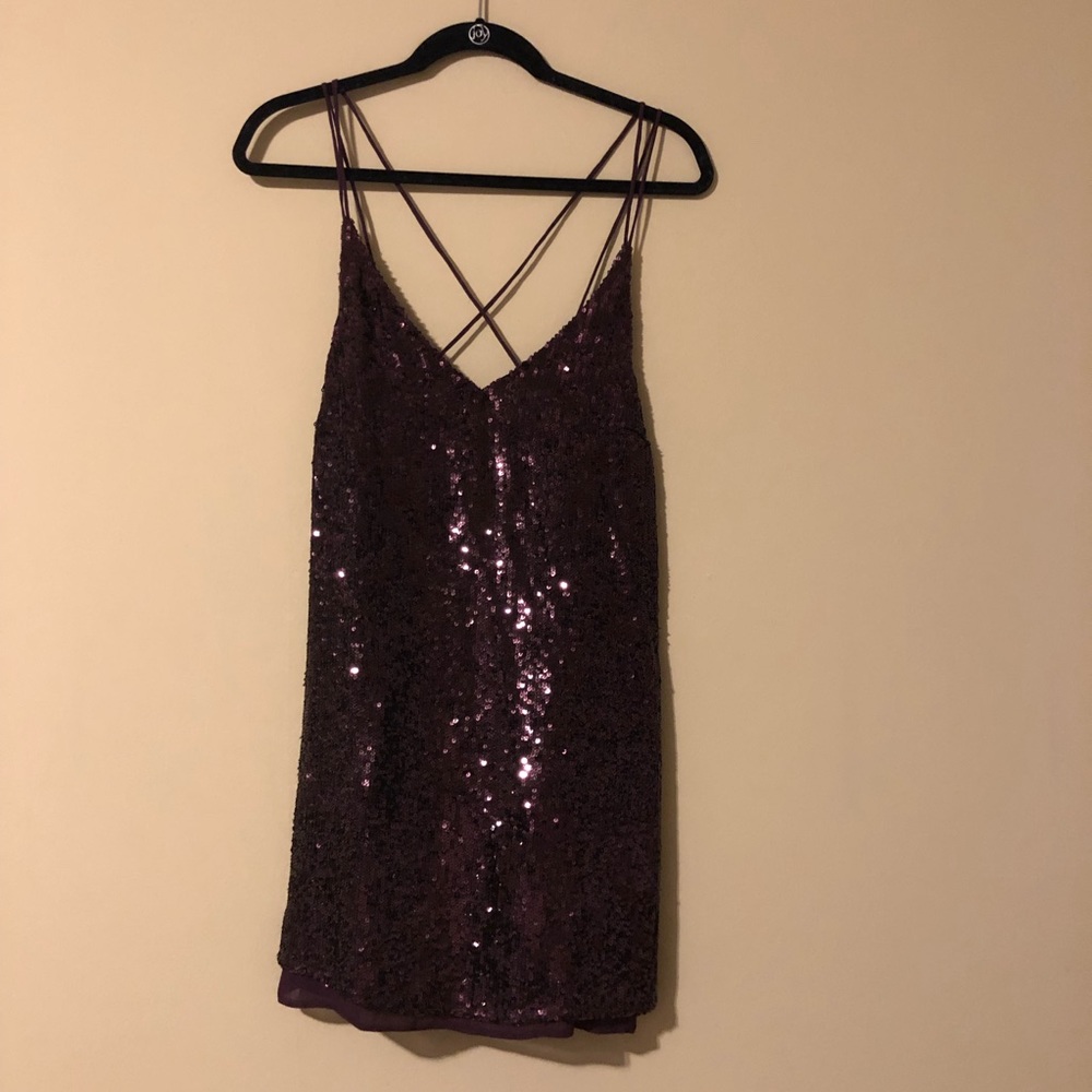 Free People Sparkler Mini Dress (Plum/Wine) - Picture 3 of 5